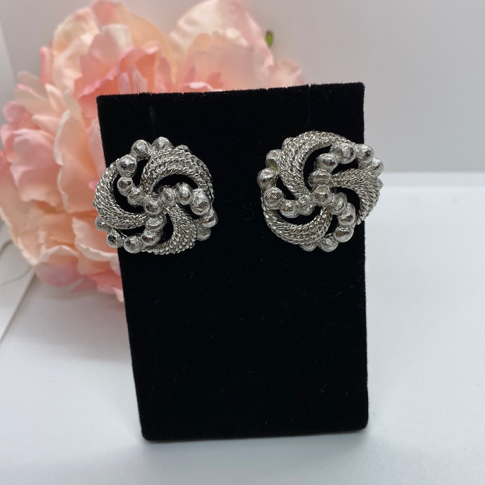 Vintage MONET Silver Clip Statement Earrings